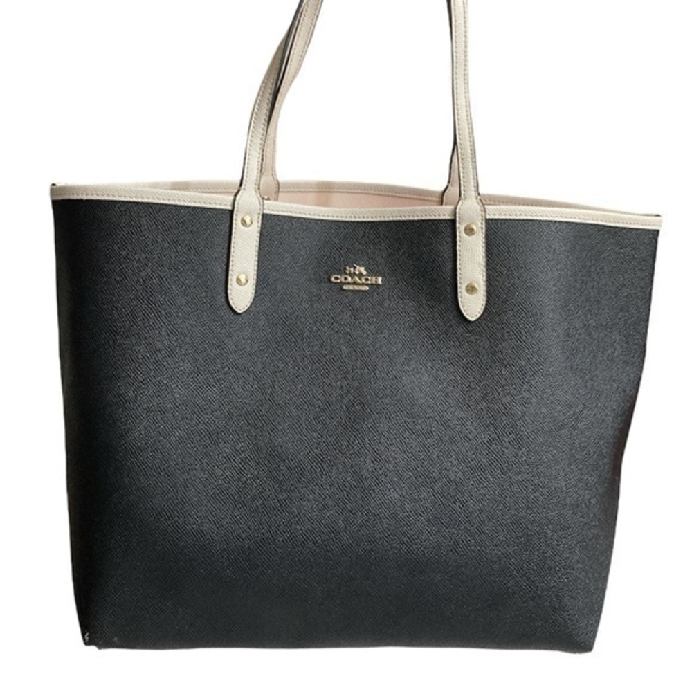 Coach black white reversible tote bag